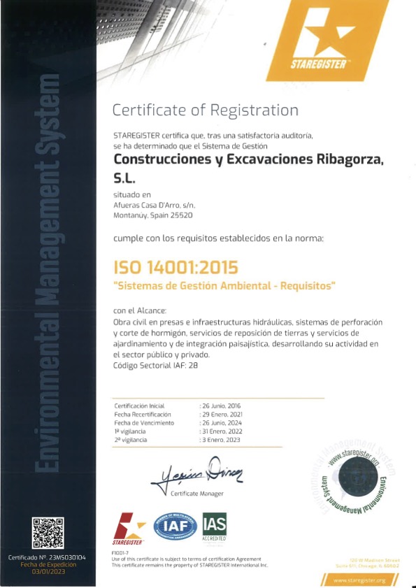 Previsualicación del certificado Sistemas de gestión Ambiental